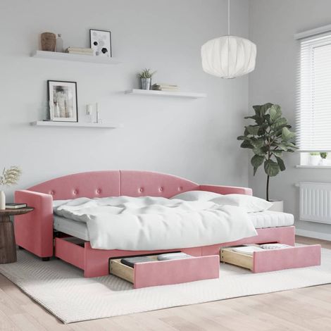 Sofá cama nido con cajones terciopelo rosa 80x200 cm vidaXL (1/5)