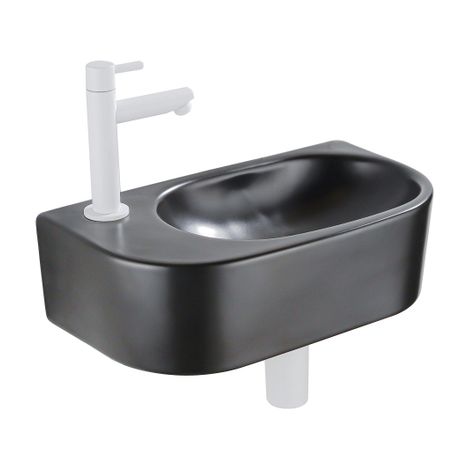 Fugaflow Efficiente Pietra Ensemble lave-mains – 40 x 21,5 x 12 cm – gauche – lisse – demi-rond – 1 trou pour robinet – céramique – robinet pour