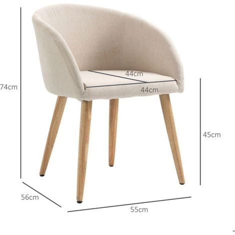 Lot de chaises 2 pièces assise rembourrée design scandinave pieds en bois patins antidérapants charge maximale 150 kg beige (1/5)