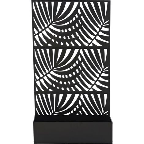 Fioriera con spalliera graticola rettangolare alta cm 173x92 in Metallo nero Separè divisorio vaso Decorativo per Piante Rampicanti Design Geometrico Moderno per Casa Bar Ristoranti