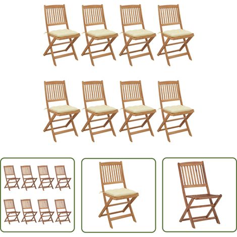 Sitzkissen - vidaXL Klappbare Gartenstühle 8 Stk. mit Kissen Massivholz Akazie - Gartenmöbel (1/5)