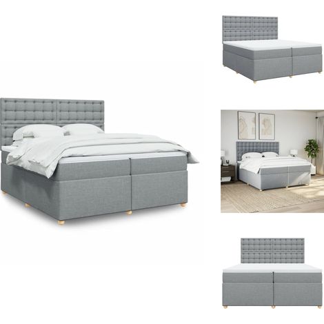 Sommier à lattes de lit avec matelas Gris clair 200x200cm Tissu - Sommier À Lattes De Lit - Sommiers À Lattes De Lit - Lit - Meuble De Chambre À Coucher (1/5)