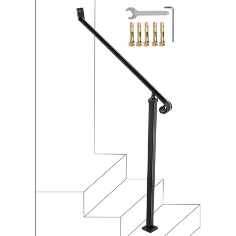 VEVOR Handläufe für Außentreppen Schmiedeeisenhandlauf Zwei-Schritt Eingangsgeländer Formschön Schwarz Treppengeländer Edelstahl Handlauf Geländer (1/5)