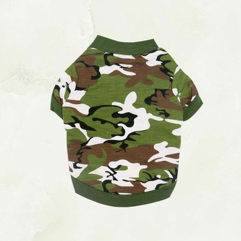 Vêtements pour chiens de compagnie chemise d'été pour chien peut être brassé chiot vert vêtements pour animaux de compagnie motif de camouflage vêtements maison en plein air fournitures pour animaux d (1/3)