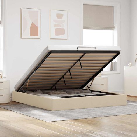 Estructura de cama otomana sin colchón color crema 200x200 cm vidaXL
