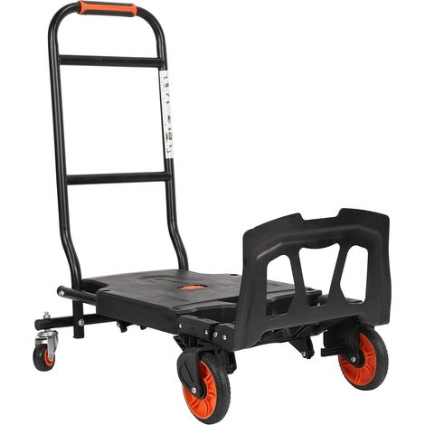 Chariot à roulettes et diable pliant 2-en-1, Chariot de Transport Max.180kg, Chariot de Manutention Pliant, Chariot de Transport Pliable pour Transporter Charge Lourd (1/5)