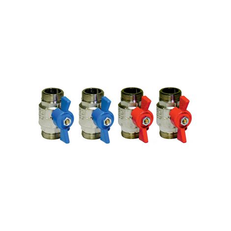 4 PZ KIT RUBINETTI VALVOLE A SFERA 2 LEVA ROSSA  2 LEVA BLU- 3/4- MAXIF- pezzi 1