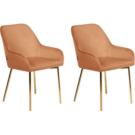 Set of 2 Dining Chairs LOVERNA Velvet Orange