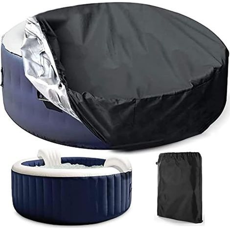 Bache Spa Gonflable, Couverture Spa Ronde, Bache Piscine Hivernage, Bache Hivernage Piscine Hors Sol, Bache Hivernage Piscine, Bache Salon de Jardin, Baches ImperméAbles pour Exterieur 210x90cm noir (1/5)