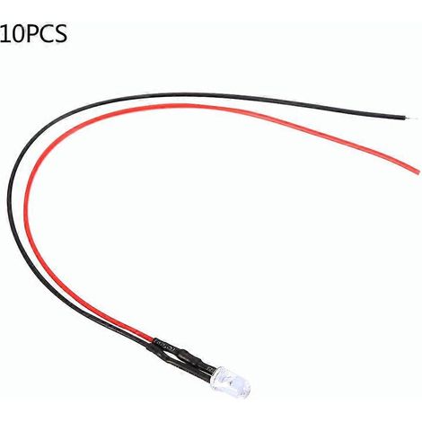 10 Stück 12V 5mm LED Leuchtdiode Kabel Mehrfarbiges LED-Lichtkabel 20cm 0,06W(1)