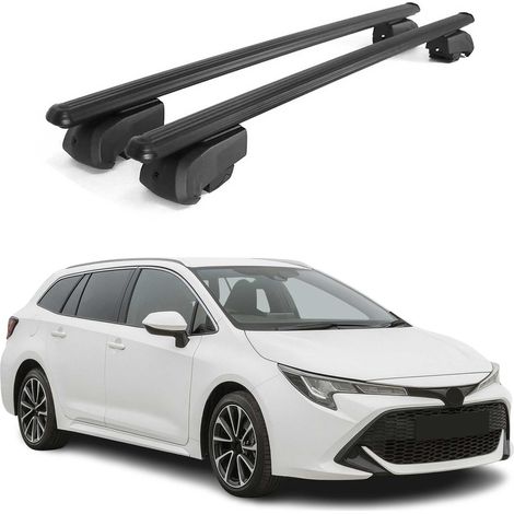 OMAC Aluminium Dachträger Querträger für Toyota Corolla mk12 Kombi 2019-2026 – City Crash – ISO/PAS 11154:2006 – Abschließbar – Max. 75 kg – 2 Stangen Schwarz (1/5)
