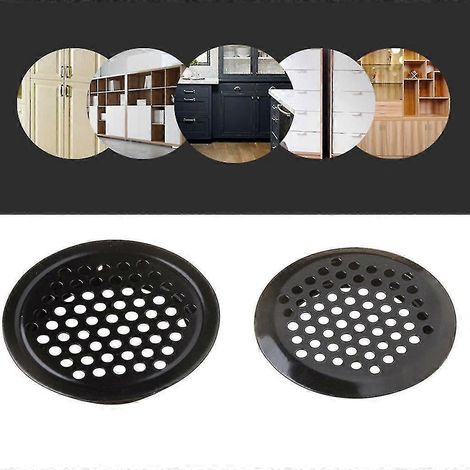 Grille de ventilation ronde en acier inoxydable noir lot de 10 (1/4)