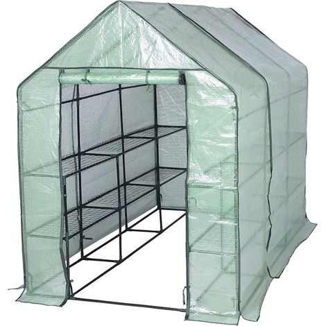 Invernadero con estantes blancos 143x215x195 cm 190000968
