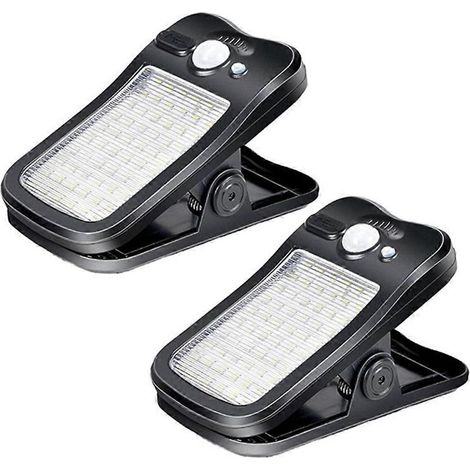 Lampes solaires à pince pour clôture, 3 modes, détecteur de mouvement, étanches, pour terrasse et camping, chargement USB, lot de 2 pièces (1/5)