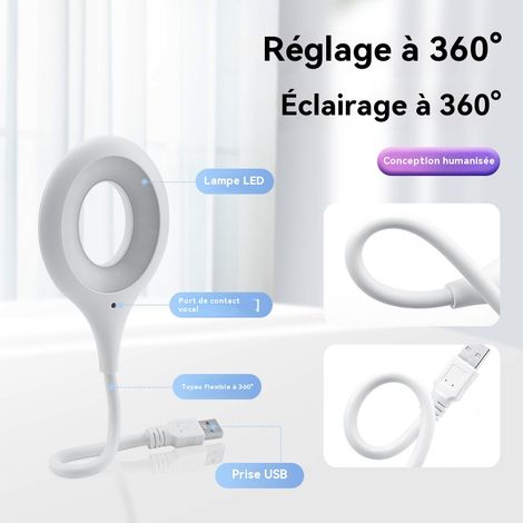 Veilleuse USB à commande vocale, commande vocale disponible, plusieurs niveaux de luminosité, trois températures de couleur, lot de 2. (1/5)