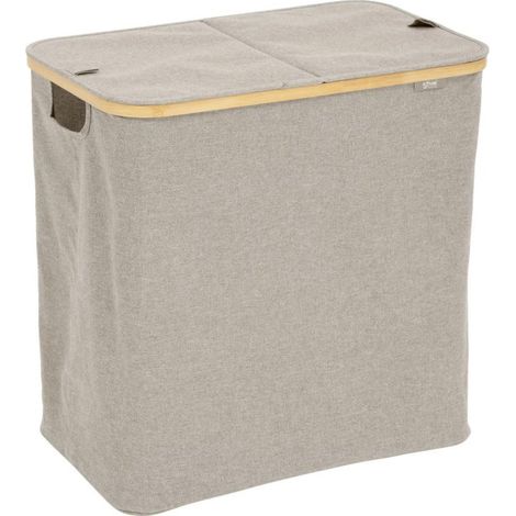 Panier à Linge Double "Tidy" 80L Beige (1/4)