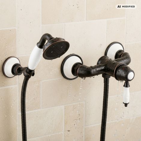 Ensemble de robinetterie de douche élégante PaulGurkes avec douchette et mélangeur monotrou noir (1/5)