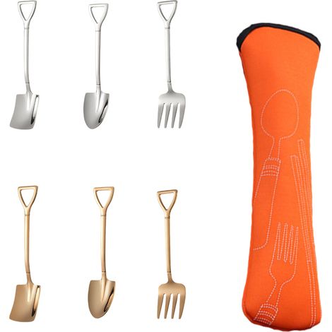 Ensemble de 6 cuillères et spatules comprenant 2 cuillères pointues, 2 cuillères spatules et 2 cuillères en acier inoxydable pour la cuisine à la maison et au restaurant, ainsi que pour les fruits et