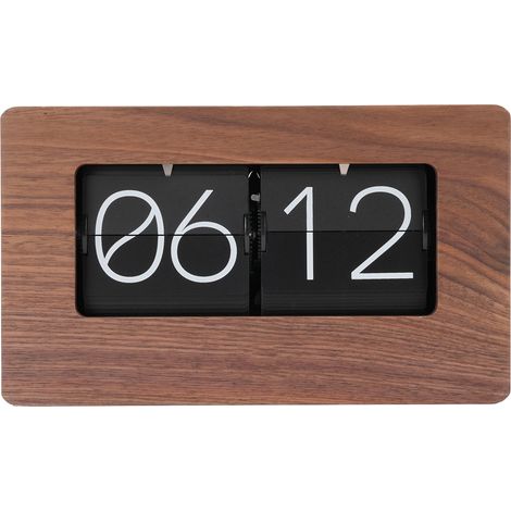 Reloj de Solapa Retro de Madera, Mecanismo Automático Silencioso, Formato 24h, Diseño Elegante en Nogal – Ideal para Decoración de Escritorio y Salón (1/5)
