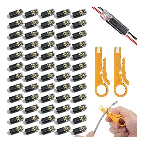 Connecteur Etanche 2 Fils, Connecteur Electrique Etanche 12V, Connecteur 2 Broches pour Câble 18-22G AWG, pour Automobile, Éclairage LED et Appareils Électriques (1/5)