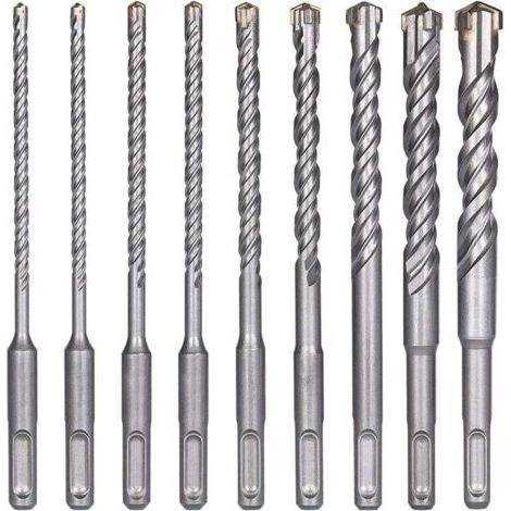 Betonbohrer, 9 Stück (5 mm x 16 x 160 mm), SDS-Plus-Schlagbohrer für Schlagbohrmaschinen, Kreuzbohrer für Ziegel, Stein, Naturstein, Metall (1/5)