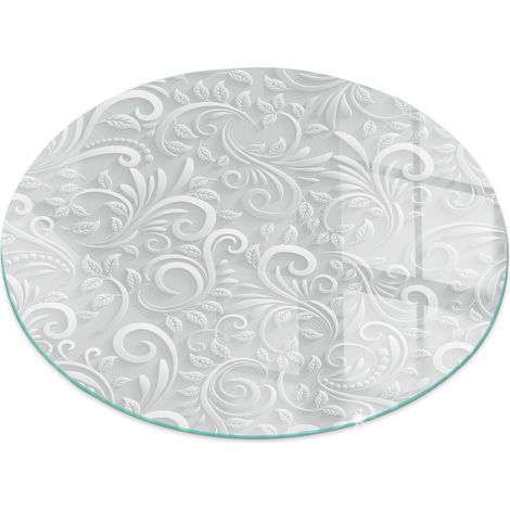 Plaque de protection en verre trempé de sol décorative imprimée sous cheminée Motif végétal élégant Ronde fi 60 cm (1/5)