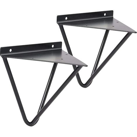 Lot de 2 Équerres Murales Décoratives en Métal Robustes, Support d'Étagère Triangulaire avec Vis, Fixation Murale pour Rangement Maison, Noir, 25 cm (1/5)