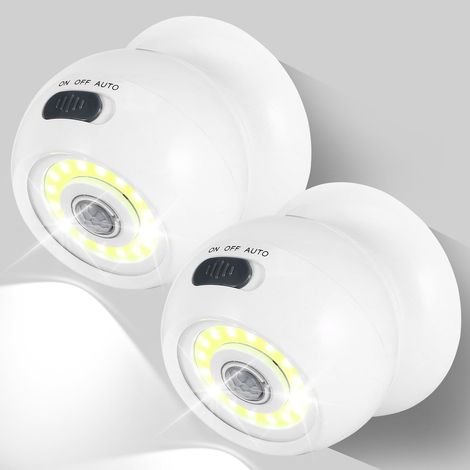 Lot de 2 lampes extérieur à détecteur de mouvement - Lampes sans fil avec détecteur de mouvement marche/arrêt automatique pour extérieur, intérieur, porche, escalier, couloir (1/5)