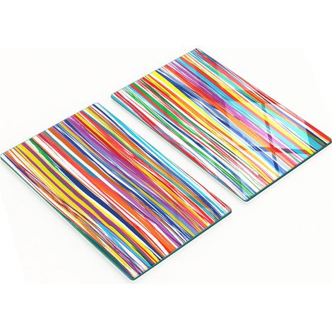 Küchenschneidebretter aus Glas mit grafischen Farbstreifen, 2 x 30 x 52 cm (1/5)