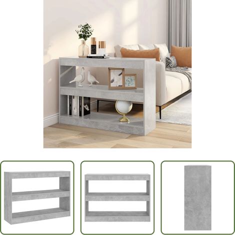Étagère livres - Bibliothèque/Séparateur de pièce Gris béton 100x30x72 cm (1/5)
