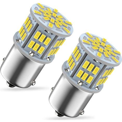 1156 P21W BA15S 7506 LED Light Bulbs (Pack of 2) 54 Ultra Bright 3014 Chips, 12V/24V 6500K White, Car RV Trailer Boat, Parking Lights and Rear Brake (1/5)
