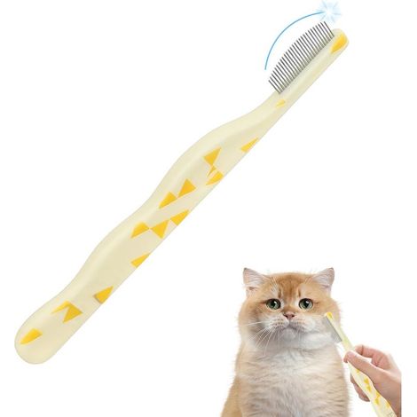 Weiche Katzenbürste mit feinen Borsten, tränenfrei, abgerundet, 12 cm, beige (1/5)