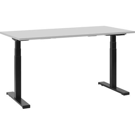Escritorio ajustable eléctricamente tablero gris estructura de acero con recubrimiento de polvo negro 130 x 72 cm moderno Destin II
