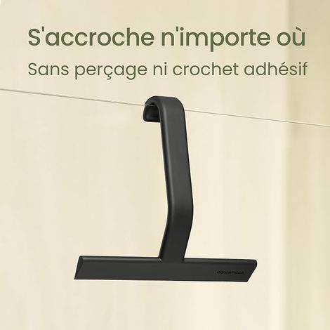 Shower Squeegee with Integrated Hook, 25 cm, Black  soft touch one-piece silicone for shower screens, windows, mirrors, tiles and cars (1/4)