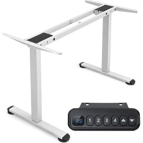 Costway – Bureau assis debout électrique 2 moteurs – Réglable 70-120 cm – Charge 100kg – Commande à mémoire intelligente – Acier blanc