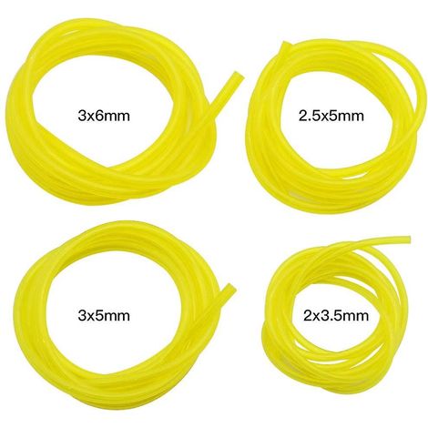 Lot de 4 tuyaux à essence, longueur 1,5 m universel tuyau de carburant outil de jardin pour souffleur tondeuse tronçonneuse tondeuse à gazon accessoires, jaune clair (1/5)
