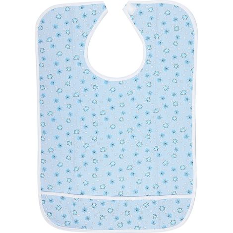 Tablier imperméable double couche avec serviette anti-salive, bavoir de table, protection pour les repas des personnes âgées et des adultes, motif floral bleu, 45 x 65 cm (1/5)