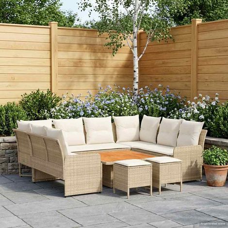 vidaXL Möbelsets mit Kissen 8 pcs Beige und Creme PE-Rattan (1/5)