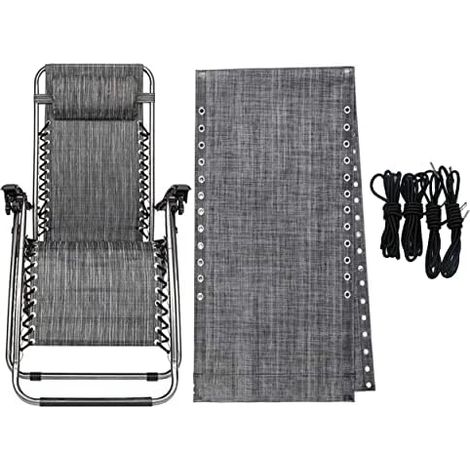 Housse Rechange Transat Zero Gravity 160x43 cm Gris, Kit 4 Cordes Élastiques, Réparation Fauteuil Jardin (1/5)