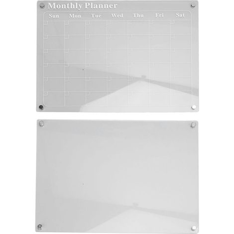 Ensemble de 2 pièces : tableau blanc effaçable à sec en acrylique 15,7 x 11,8 pouces, calendrier mensuel transparent et tableau mémo vierge avec 6 marqueurs de couleur (1/5)