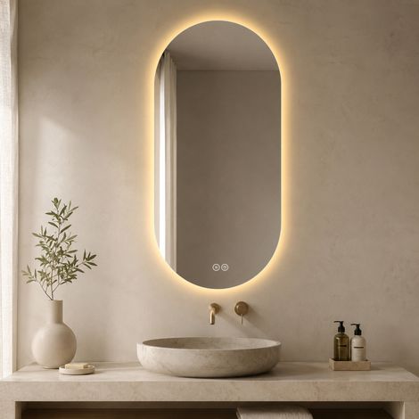 Miroir de salle de bain/de salon de coiffure intelligent mural avec écran tactile LED antibuée 60 x 120 cm (1/5)
