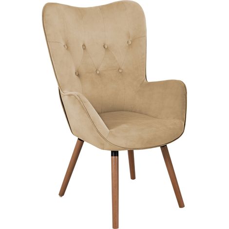 SVITA CLEO Ohrensessel Relaxsessel Fernsehsessel Sessel Lesesessel Stoffbezug Beige (1/5)