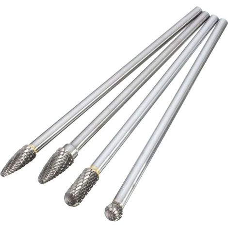 Fraises Rotatives 6mm   4pcs Outils en Carbure pour Gravure, Meulage et Sculpture sur Bois et Métal