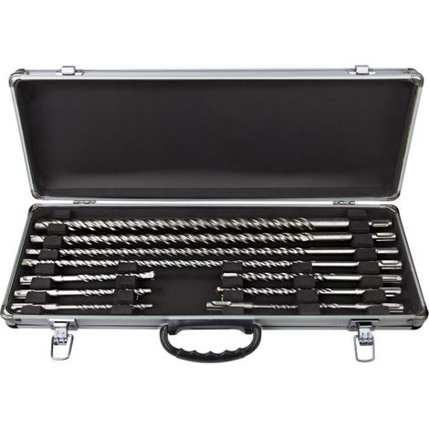 Dema – Foret béton SDS-plus 11 pièces – Longueur 400mm, 160mm, 110mm, 60mm – Coffret alu pour perçage béton armé