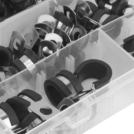 Colliers de serrage en acier inoxydable de type R, jeu de 47 pièces (A2933) (livré dans une boîte en carton) (1/5)