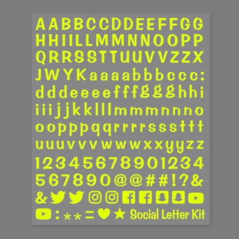 Lettere Adesive Componibili Social - Colore: GIALLO FLUO