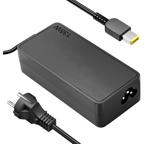 135W Chargeur Lenov - Câble de Charge pour ThinkPad T480 T580 T14s et Legion Y520 Y530 Alimentation pour Ordinateur - Adaptateur avec Connecteur Carré Jaune (20 V/6,75 A) (1/5)