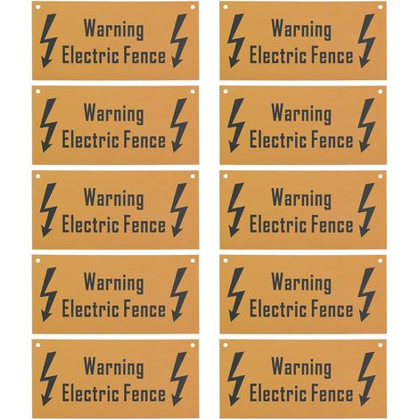 10 Pièces Panneau d'avertissement Électrique d'avertissement 200x100mm Panneaux de Sécurité sans Contact Panneau d'avertissement de Clôture Électrique pour Clôture Murale Ferme (1/5)