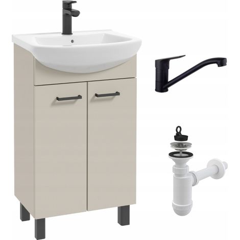 STAMAR  Badezimmermöbel mit Waschbecken 50 - Kaschmir Beige - Modernes Design - Platzsparend und Elegante Lösung