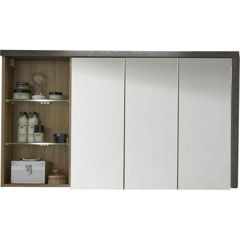 Armoire Murale de Miroir de Salle de Bains avec rangements, Bois Dense, Miel de chêne de Baie, 123 x 71 x 137 cm (1/5)